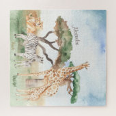 Waterverf mama en Baby Afrikaanse dieren Legpuzzel (Horizontaal)