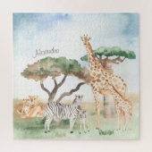 Waterverf mama en Baby Afrikaanse dieren Legpuzzel (Verticaal)