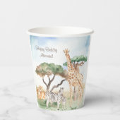 Waterverf mama en Baby Afrikaanse dieren Papieren Bekers (Achterkant)