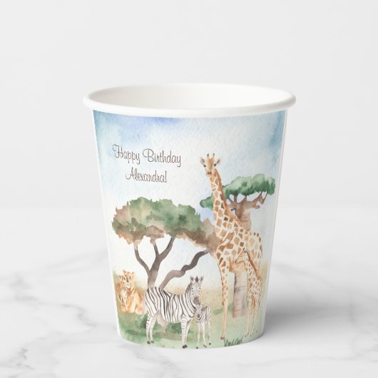 Waterverf mama en Baby Afrikaanse dieren Papieren Bekers (Achterkant)