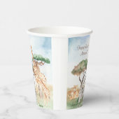 Waterverf mama en Baby Afrikaanse dieren Papieren Bekers (Rechts)