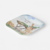 Waterverf mama en Baby Afrikaanse dieren Papieren Bordje (Gebogen)