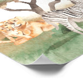 Waterverf mama en Baby Afrikaanse dieren Poster (Hoek)