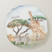 Waterverf mama en Baby Afrikaanse dieren Rond Kussen (Achterkant)