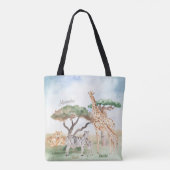 Waterverf mama en Baby Afrikaanse dieren Tote Bag (Achterkant)