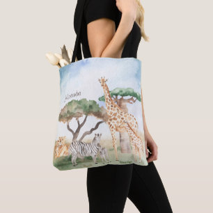 Waterverf mama en Baby Afrikaanse dieren Tote Bag