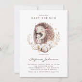 Waterverf Mama en Baby Hedgehog Baby Brunch Kaart (Voorkant)