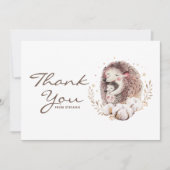 Waterverf Mama en Baby Hedgehog Woodland Bedankkaart (Voorkant)