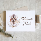 Waterverf mama en Baby uil bos Baby shower Bedankkaart