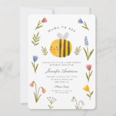 Waterverf Mama naar Bee Wildflower Baby shower Kaart (Voorkant)
