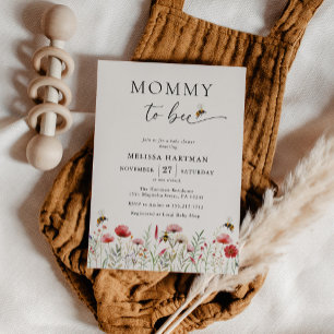 Waterverf Mama naar Bee Wildflower Baby shower Kaart