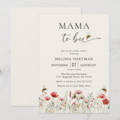 Waterverf Mama naar Bee Wildflower Baby shower Kaart (Voorkant / Achterkant)