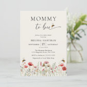 Waterverf Mama naar Bee Wildflower Baby shower Kaart (Staand voorkant)