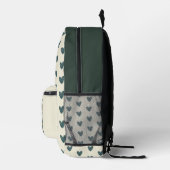 Waterverf Mama Uil & Owlet Blauwgroen Hart Patroon Bedrukte Rugzak (Rechts)