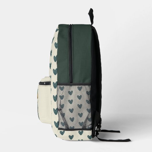 Waterverf Mama Uil & Owlet Blauwgroen Hart Patroon Bedrukte Rugzak (Rechts)