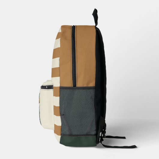 Waterverf Mama Uil & Owlet Bruin Streeppatroon Bedrukte Rugzak (Rechts)