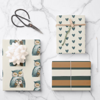 Waterverf Mama Uil & Owlet Earth Kleuren Inpakpapier Vel