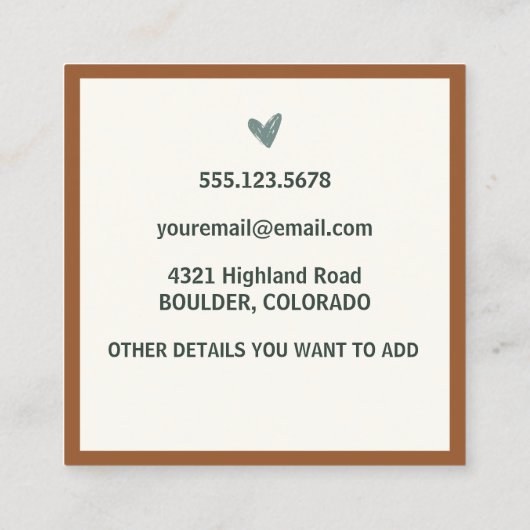 Waterverf Mama Uil & Owlet Mama Belkaart Vierkante Visitekaartje (Achterkant)