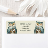 Waterverf Mama Uil & Owlet Retouradres Etiket (Insitu)