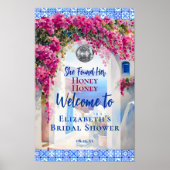 Waterverf Mamma Mia Roze Bloemen Disco Welkom Poster (Voorkant)