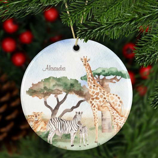 Waterverf mammie en Baby Afrikaanse kerstmis Keramisch Ornament