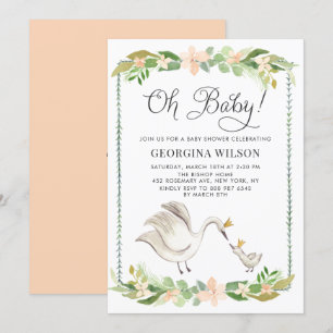 Waterverf mammie en Baby swans Baby shower Kaart