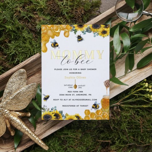 Waterverf mammie om Baby shower Gold te worden Folie Uitnodiging