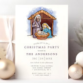 Waterverf Manager Geboorte Scène Kerstfeest Kaart