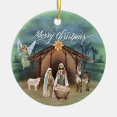 Waterverf Manager kerstmonogram Keramisch Ornament (Voorkant)