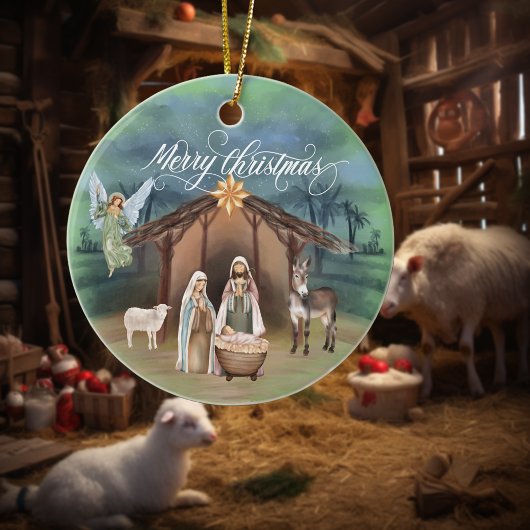 Waterverf Manager Nativiteit kerstscène Keramisch Ornament