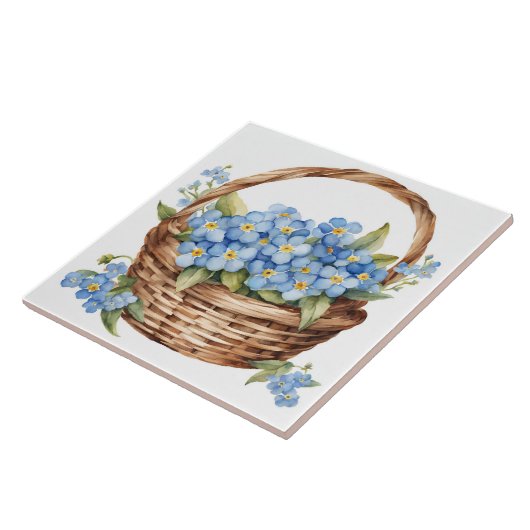 Waterverf mand met blauwe vergeet-me-niet bloemen tegeltje (Zijkant)