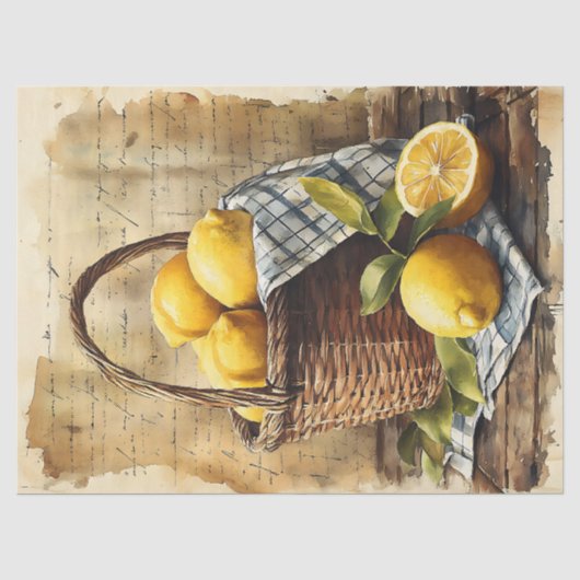 Waterverf Mand Met Citroenen Decoupage Tissuepapier (Voorkant)