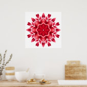 Waterverf Mandala Art - Red Rose Petals Flower Poster (Keuken)