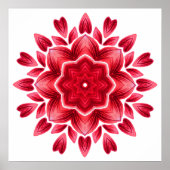 Waterverf Mandala Art - Red Rose Petals Flower Poster (Voorkant)