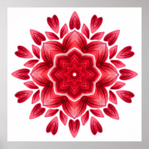 Waterverf Mandala Art - Red Rose Petals Flower Poster