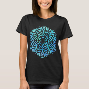 Waterverf Mandala blauw en groen T-shirt