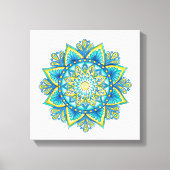 Waterverf mandala blauw turquoise geel canvas afdruk (Voorkant)