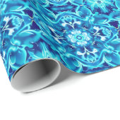 Waterverf Mandala Bloem in tinten van Indigo Blauw Cadeaupapier (Rol Hoek)