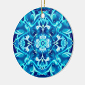Waterverf Mandala Bloem in tinten van Indigo Blauw Keramisch Ornament (Links)
