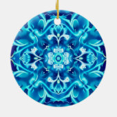 Waterverf Mandala Bloem in tinten van Indigo Blauw Keramisch Ornament (Achterkant)