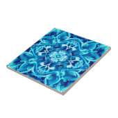 Waterverf Mandala Bloem in tinten van Indigo Blauw Tegeltje (Zijkant)