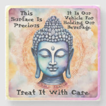 Waterverf Mandala Buddha Care Quote Stone Onderzet