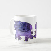 Waterverf Mandala Elephant Blue Paars Koffiemok (Voorkant links)