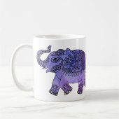 Waterverf Mandala Elephant Blue Paars Koffiemok (Links)