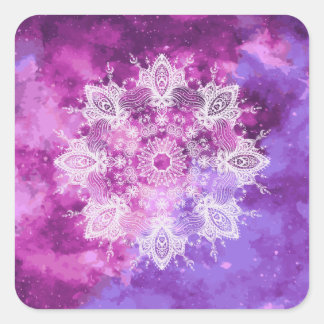 Waterverf Mandala Galaxy Mehndi Vierkante Sticker