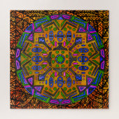 Waterverf Mandala Glazen in lood Legpuzzel (Horizontaal)