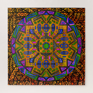 Waterverf Mandala Glazen in lood Legpuzzel