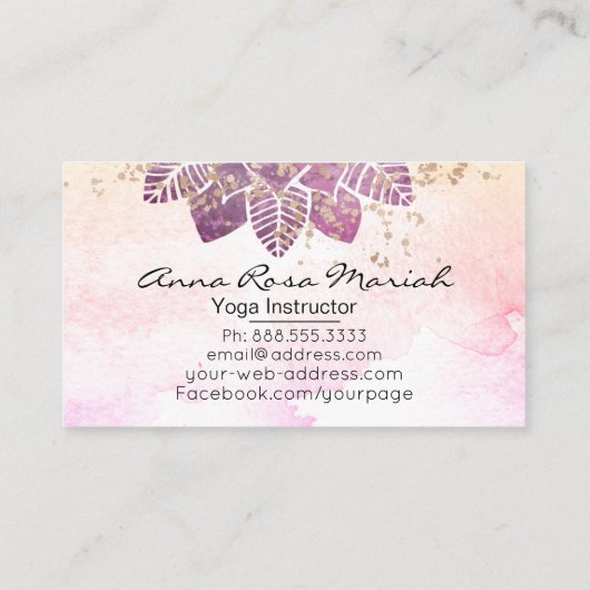 *~* Waterverf Mandala Glitter Healing Reiki Yoga Visitekaartje (Achterkant)