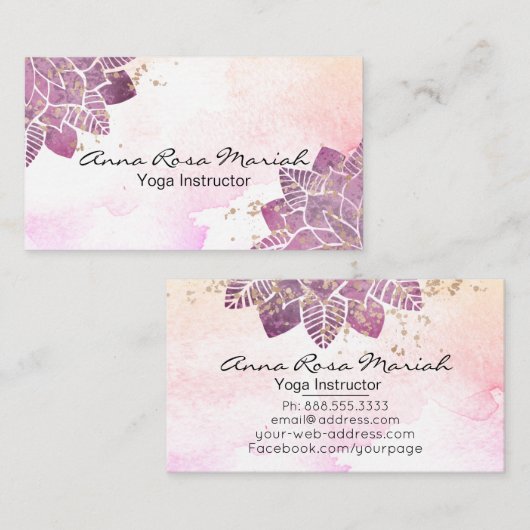 *~* Waterverf Mandala Glitter Healing Reiki Yoga Visitekaartje (Voorkant / Achterkant)