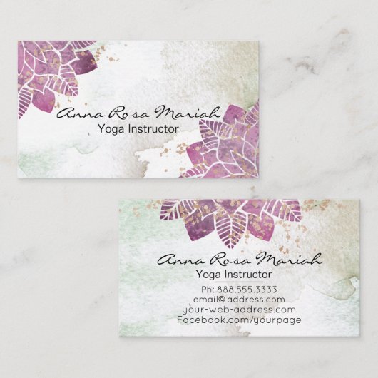 *~* Waterverf Mandala Glitter Healing Yoga Reiki Visitekaartje (Voorkant / Achterkant)